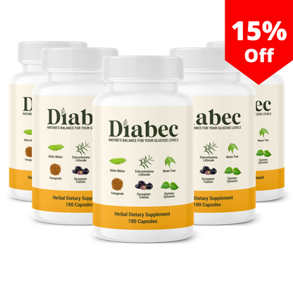Diabec 5-pack bundle best value glucose support supplement with maximum savings